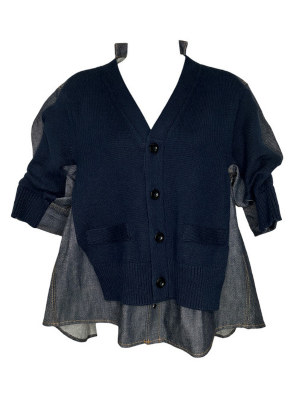 Sacai Cotton And Denim Cardigan